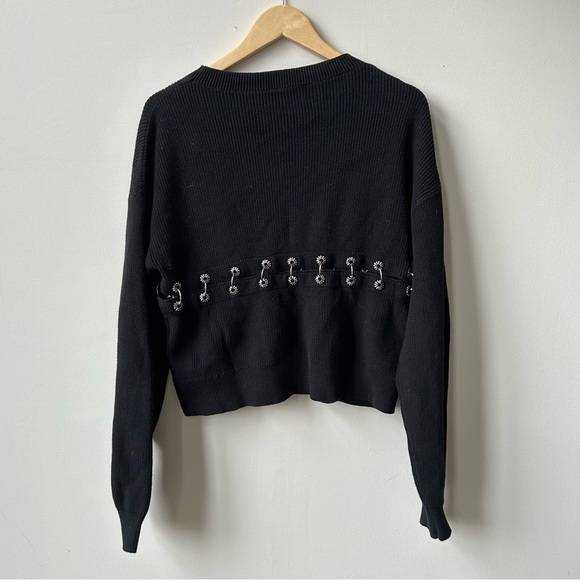 The Kooples Cotton Jumper With Piercings Black Size L - Picture 7 of 10